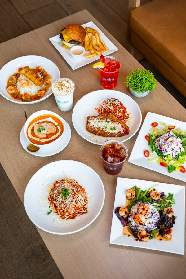 Savory dishes and cafe plates at Crepeccino Houston